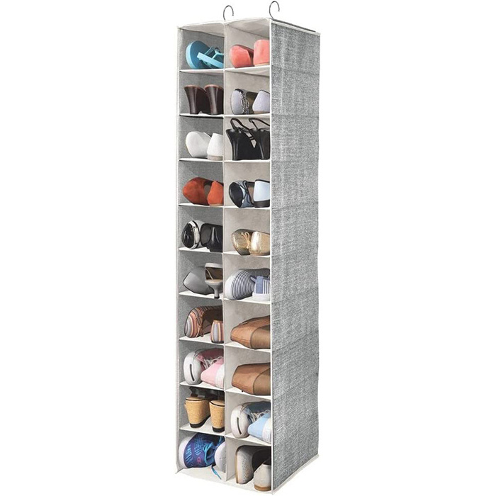 Hot Sale Foldable Non Woven Fabric Clothes Storage Shelf Bag 20 Grid Closet Systems Hanging Organizers