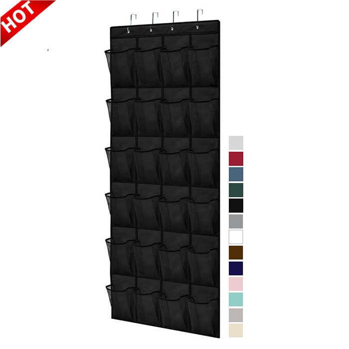 Best Selling Black Fabric 24 Mesh Pockets Behind Door Hanger Organizer Foldable Storage Organizer For shoes