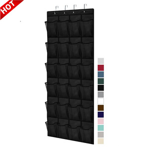 Best Selling Black Fabric 24 Mesh Pockets Behind Door Hanger Organizer Foldable Storage Organizer For shoes