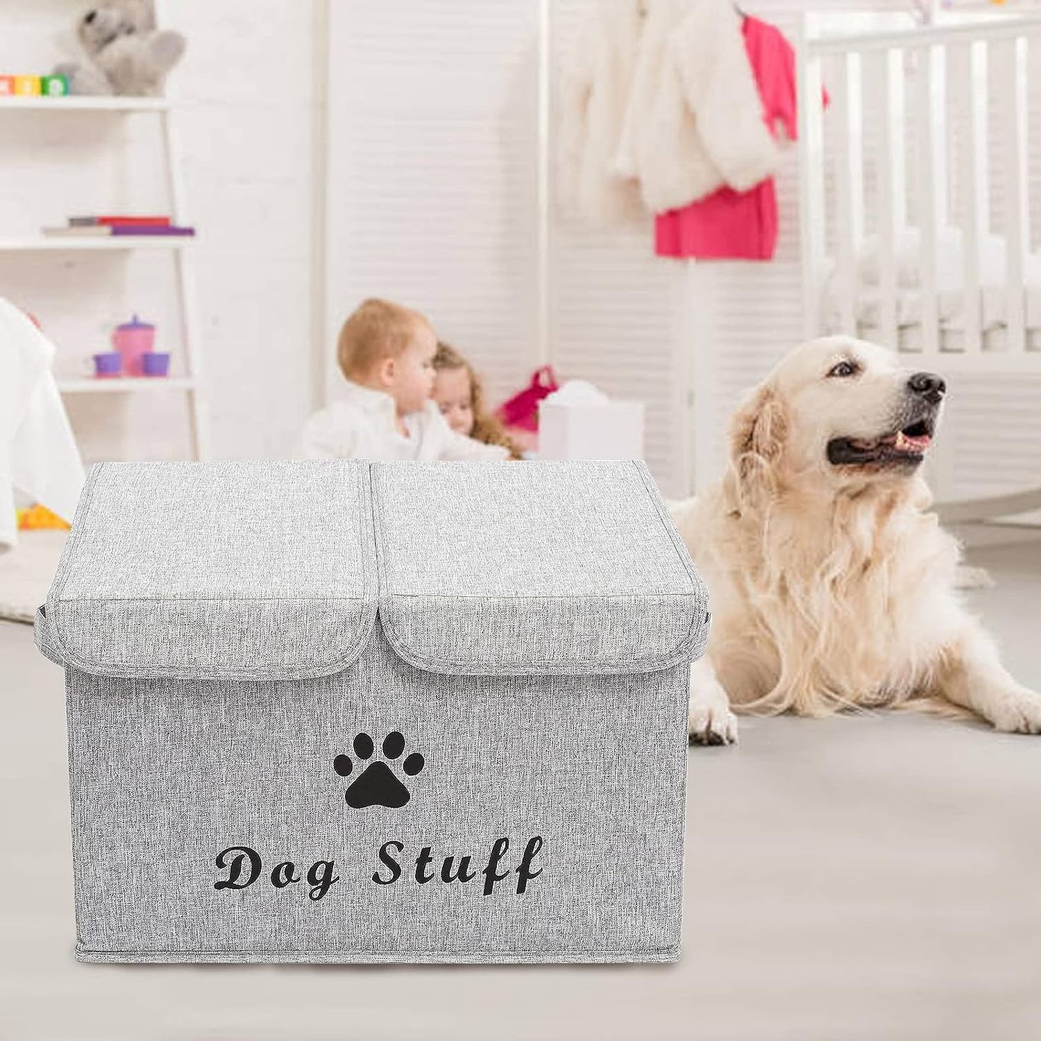 Factory Wholesale Linen Fabric Clothes Organizer Foldable Dog Storage Cubes Boxes With Cover