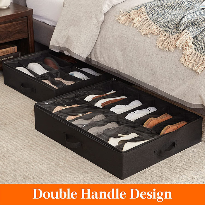 High Quality 12 PCS Divider Under Bed Containers Organizer Foldable Shoe Organizer Storage Box