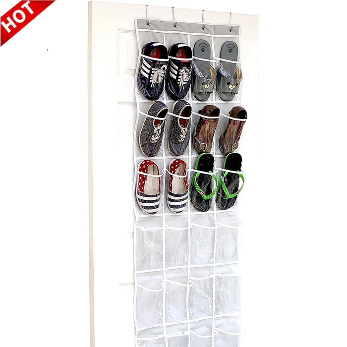 Wholesale Collapsible Over The Door Hanging Organization Modern Shoe Storage Organizer Bags With Clear 24 Pocket