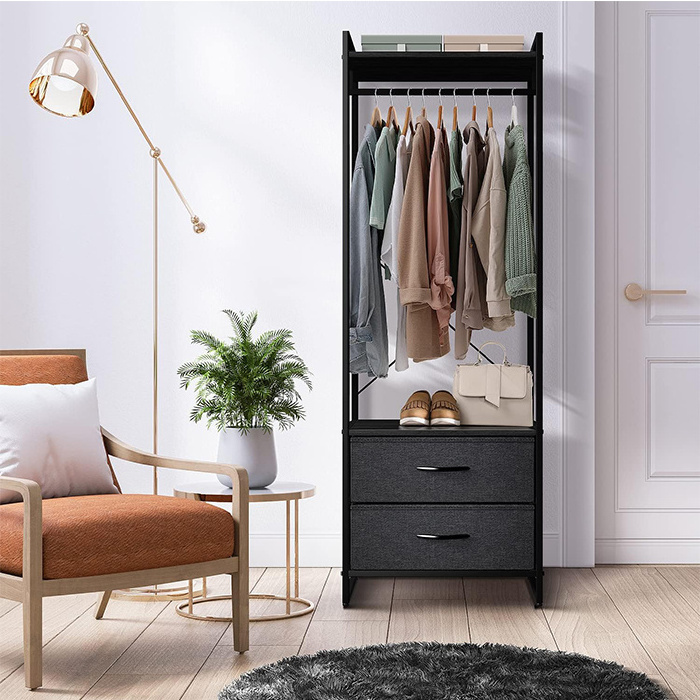 Hot Sales Modern Bedroom Display Clothing Hanging Cabinet Storage Rack Furniture Portable Wardrobe Closet