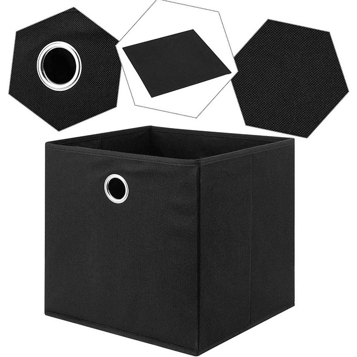 GuangDong 11 Inch 6 Pack Black Folding Fabric Cube Drawer Bins organization Stackable Box Storage Organizer With Round Handle