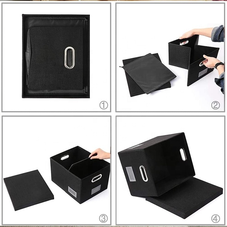 DuoYou Collapsible Durable MDF Board & Linen Fabric Sturdy Hanging Files Storage Boxes With Lids