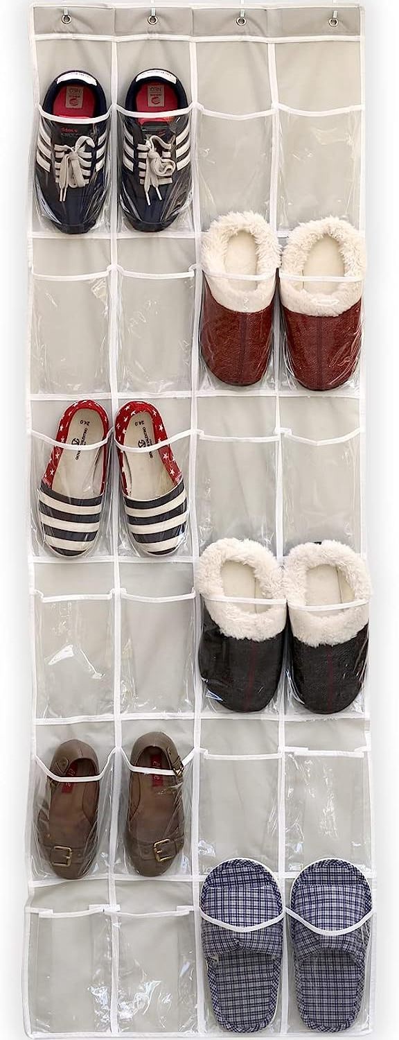 Wholesale Collapsible Over The Door Hanging Organization Modern Shoe Storage Organizer Bags With Clear 24 Pocket