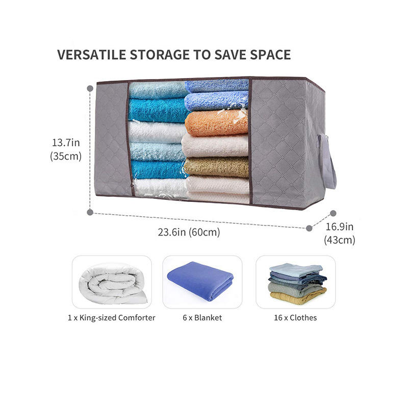 Sturdy Eco-Friendly Non Woven Fabric Under Bed Bag Organizer Quilt Foldable Cloth Blanket Storage Bags