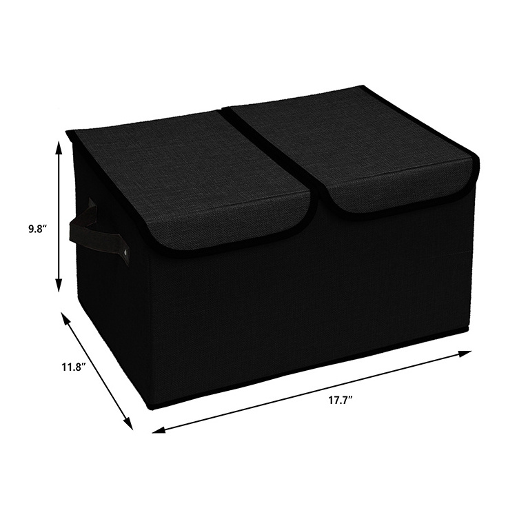 High Quality Large Linen Fabric Collapsible Folding Storage Box With Lid and Handle