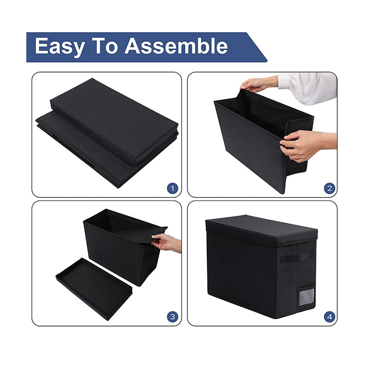 DuoYou Custom Heavy Duty Book Storage Box With MDF Lids Folding Book Boxes Organizer