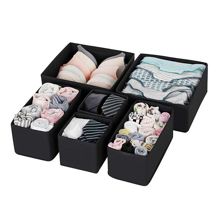 Hot Selling Non Woven Fabric 6 Pack Closet Socks Organizer Drawer Divider Storage For Underwear