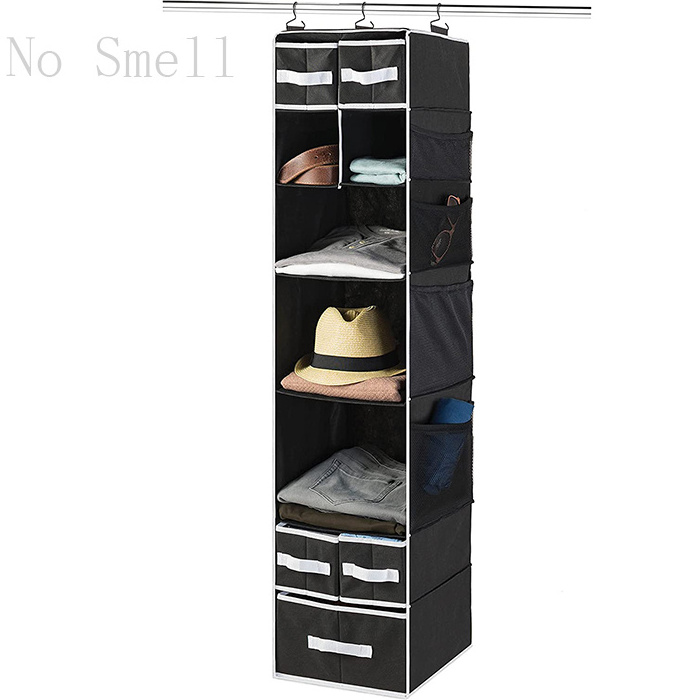 Customized 7-Shelf Collapsible Wardrobe Clothes Storage Organization  Sturdy Hanging Closet Organizer With Drawers