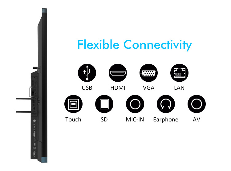 65 75 86 inch all in one portable flat panel multi touch interactive lcd digital whiteboard smart board