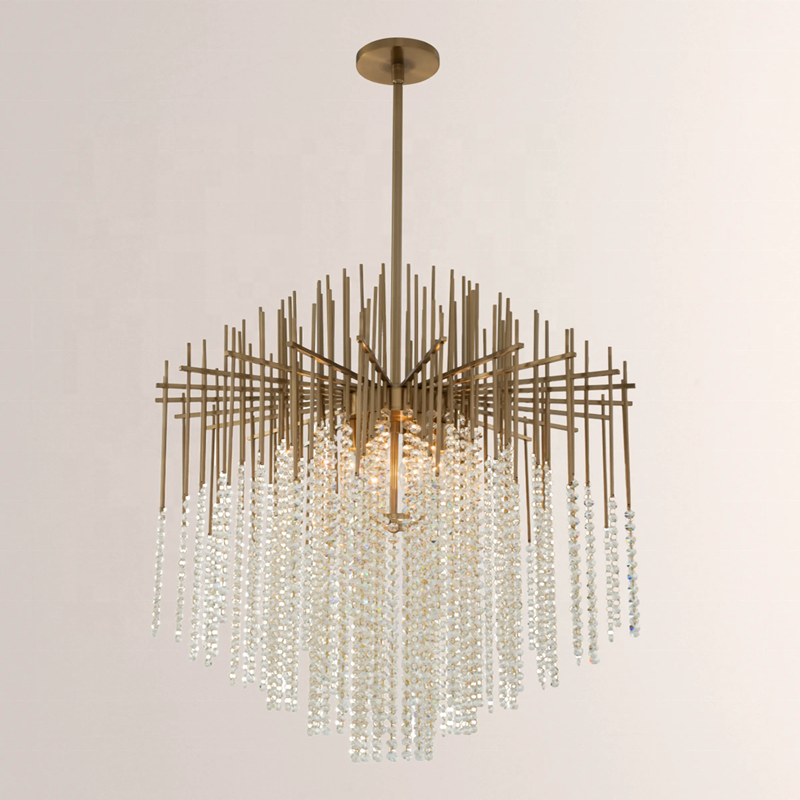 Italian Design string crystal Luxury Tassel Pendant Hanging Light guzhen Large Chandelier for living room dinning room bedroom