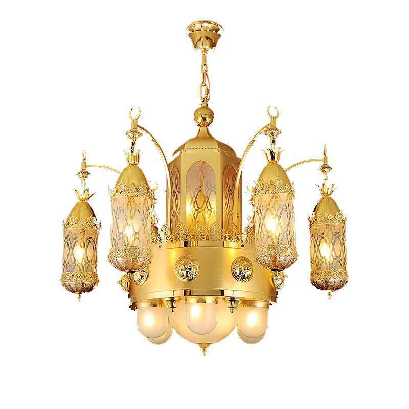 Lighting Manufacturer Custom Hotel Large Islamic Chandeliers , Arabic Style Copper Ceiling Lights,Islamic Mosque Lighting