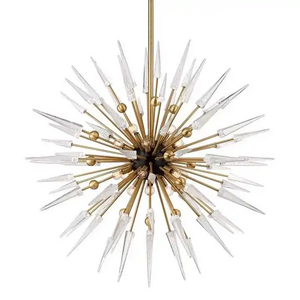 Hot Sale Nordic Art Modern Golden brass Chandelier Sputnik Pendant Lamp Hedgehog LED Round Ball Hanging Light