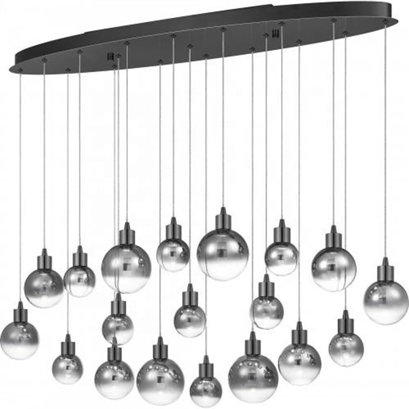 Customized modern raindrops industrial bar dining room smoke glass chandelier ceiling warm white large lights for home