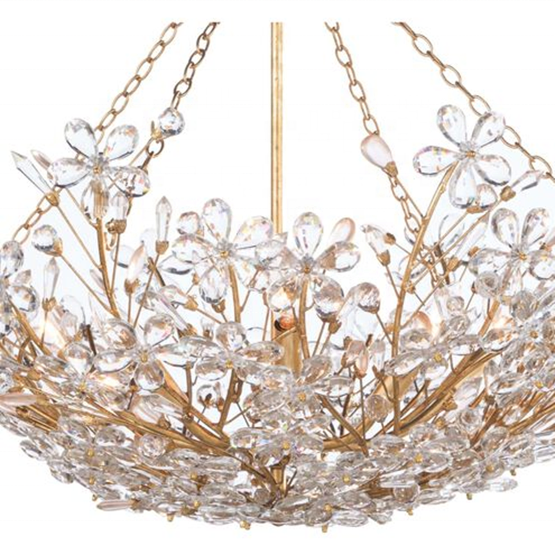 french New living room crystal lights wholesale antique living room hotel personality flowers metal basket chandelier