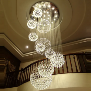 Rotating Staircase Light hanging Crystal lamp Duplex Building Large Chandelier for Living Room Lobby villa