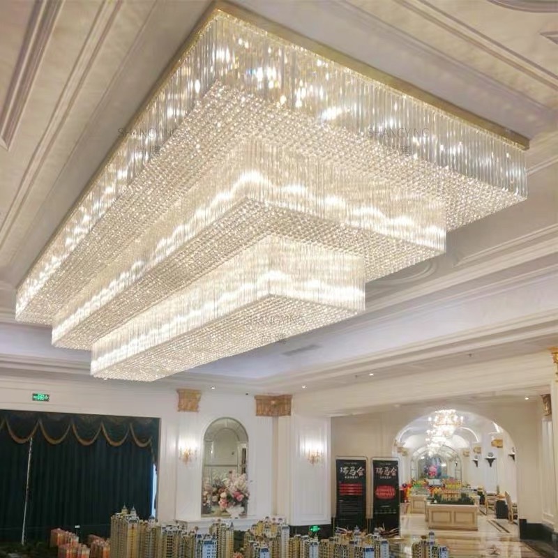 custom top quality modern crystal ceiling light rectangular crystal chandelier for foyer dining room