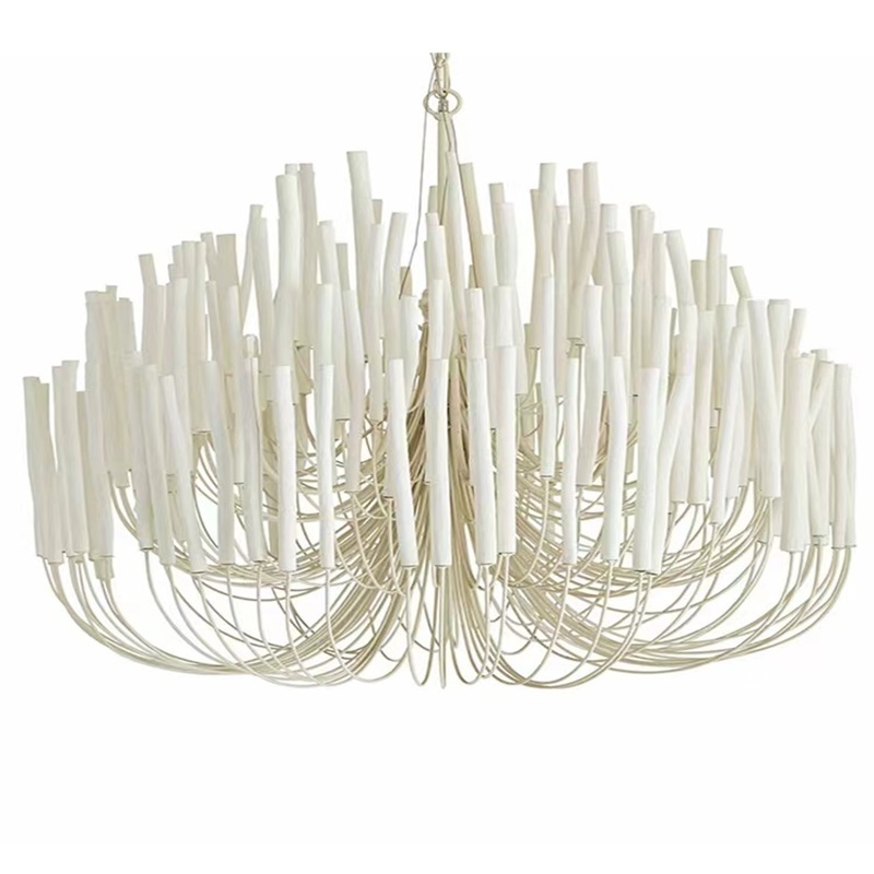 modern luxury large boho designer creative style white black hanging wooden chandelier for restaurant shop room hotel