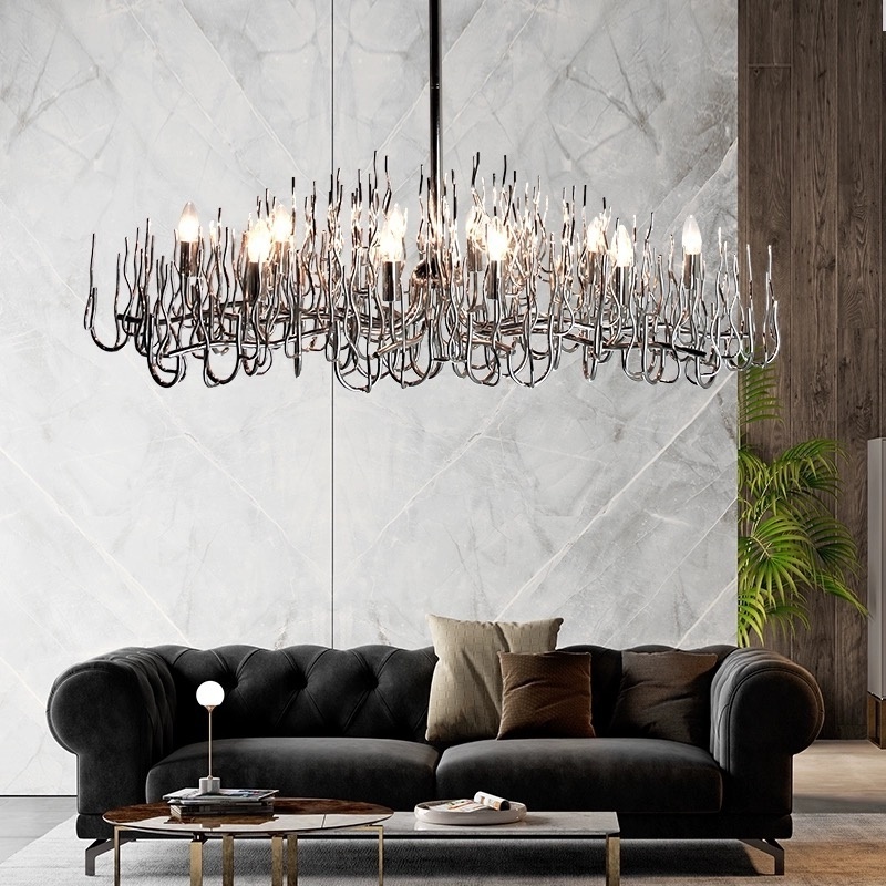 zhongshan lighting factory stainless steel dining room table bar line creative hanging chandelier