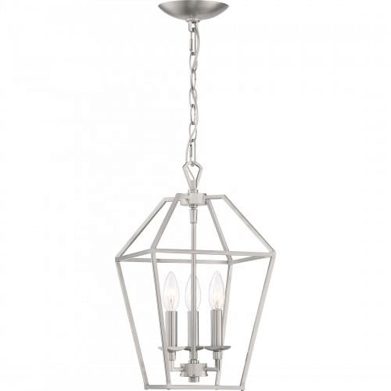 Factory wholesale restaurant kitchen island silver metal bird cage loft chandelier entryway pendant light