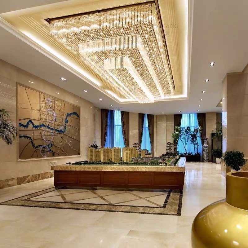 custom top quality modern crystal ceiling light rectangular crystal chandelier for foyer dining room