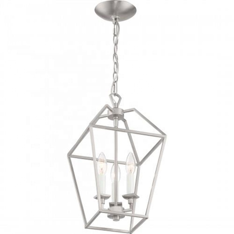 Factory wholesale restaurant kitchen island silver metal bird cage loft chandelier entryway pendant light