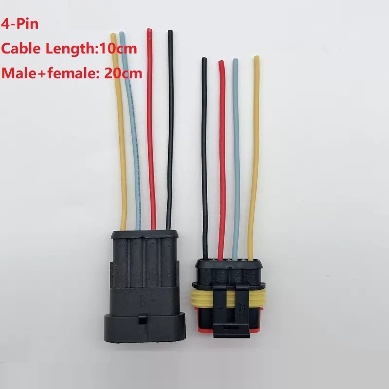 AMP Car Waterproof Electric Wire Connector Terminal Plug HID Auto Car Wiring Harness with Wire for Boat, Truck, Car, Scooter,