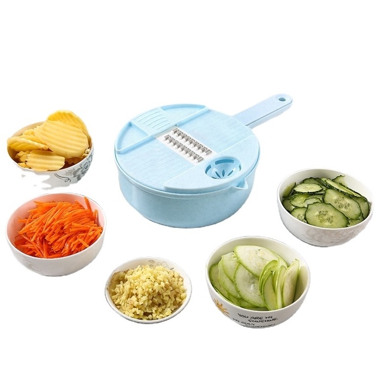 New Design Kitchen utensil 12 in 1  Hand-pulled Multifunctional Vegetable chopper /cutter/slicer   and salad spinner