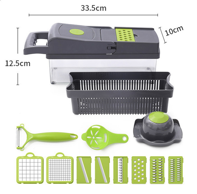 New design vegetable Chopper Mandoline Slicer Cutter Chopper and Grater 12 in 1 Vegetable Slicer Cheese Slicer Onion Chopper