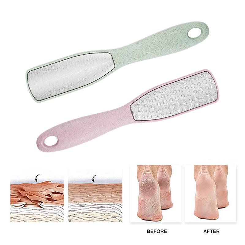 Professional Foot File Callus Remover Double Sided Foot Scrubber with wheat straw handle For Cracked Heel And Foot Dead Skin