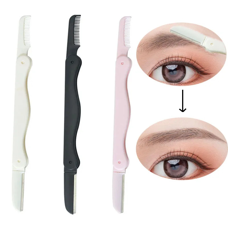 Easy carry Double head eyebrow shaping knife steel woman razor eyebrow trimmer hair eyebrow trimmer