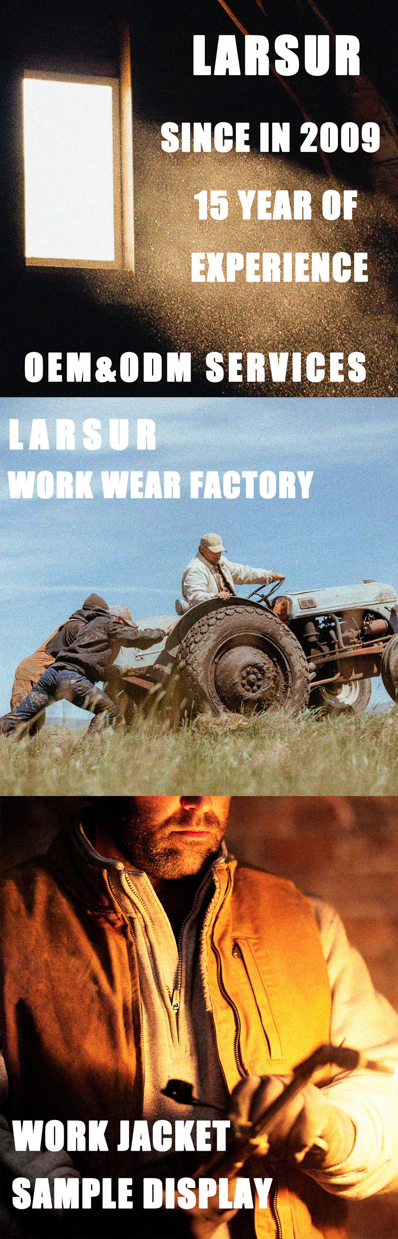 LARSUR Custom factory gradient dye work jacket with hood zipper up distress boxy workers workwear bomber duck canvas hoodie men