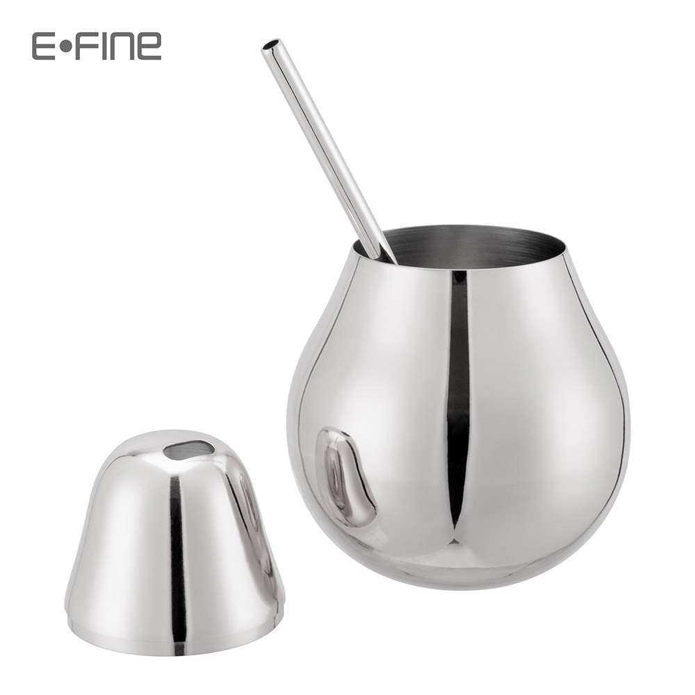 EFINE 16oz Stainless Steel Drinking Water Cup Pear Pineapple Shape Cocktail Cup with Straw Lid Copper Mugs For Bar