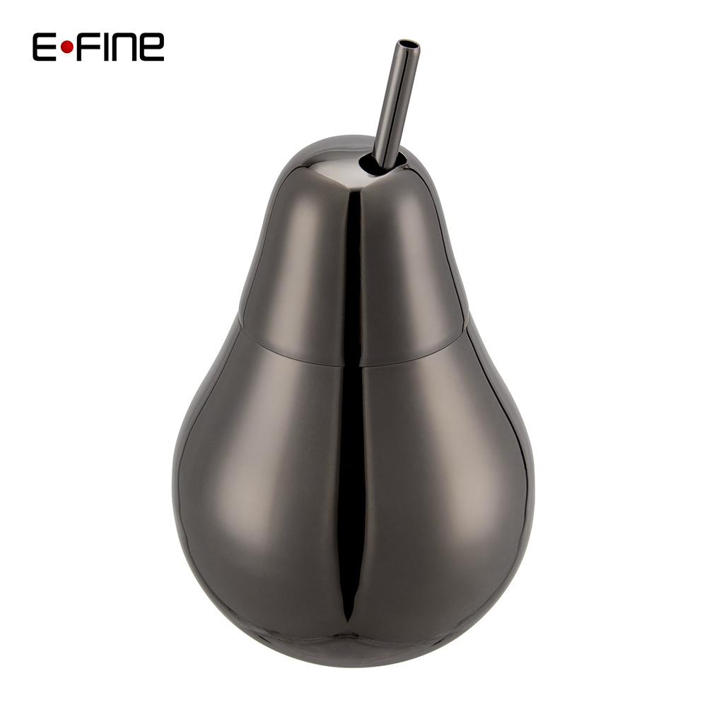 EFINE 16oz Stainless Steel Drinking Water Cup Pear Pineapple Shape Cocktail Cup with Straw Lid Copper Mugs For Bar