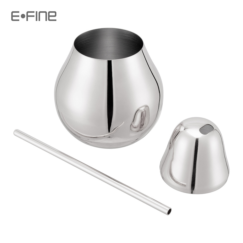 EFINE 16oz Stainless Steel Drinking Water Cup Pear Pineapple Shape Cocktail Cup with Straw Lid Copper Mugs For Bar