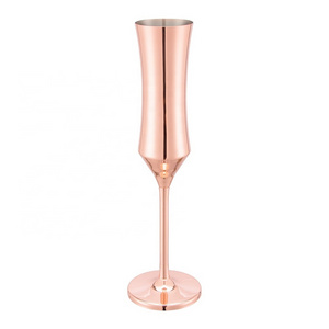 EFINE 150ml Slim Champagne Flutes Glass Cocktail Drinkware Stainless Steel Copper Goblets