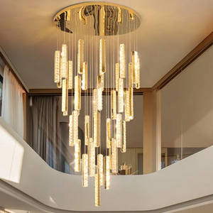 Modern luxury gold customized living room led chandelier pendant lights hotel lobby stair high ceiling chandeliers