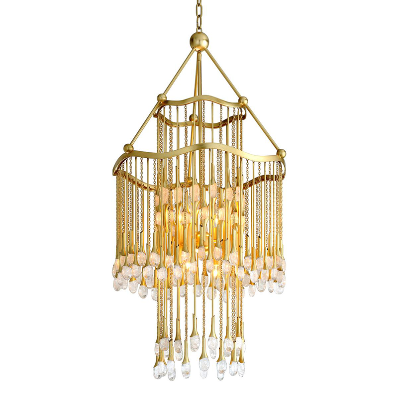 Factory custom luxury American modern crystal matte gold basket chandelier villa living room decorative lighting fixtures