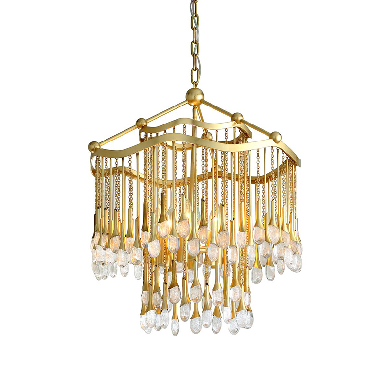 Factory custom luxury American modern crystal matte gold basket chandelier villa living room decorative lighting fixtures