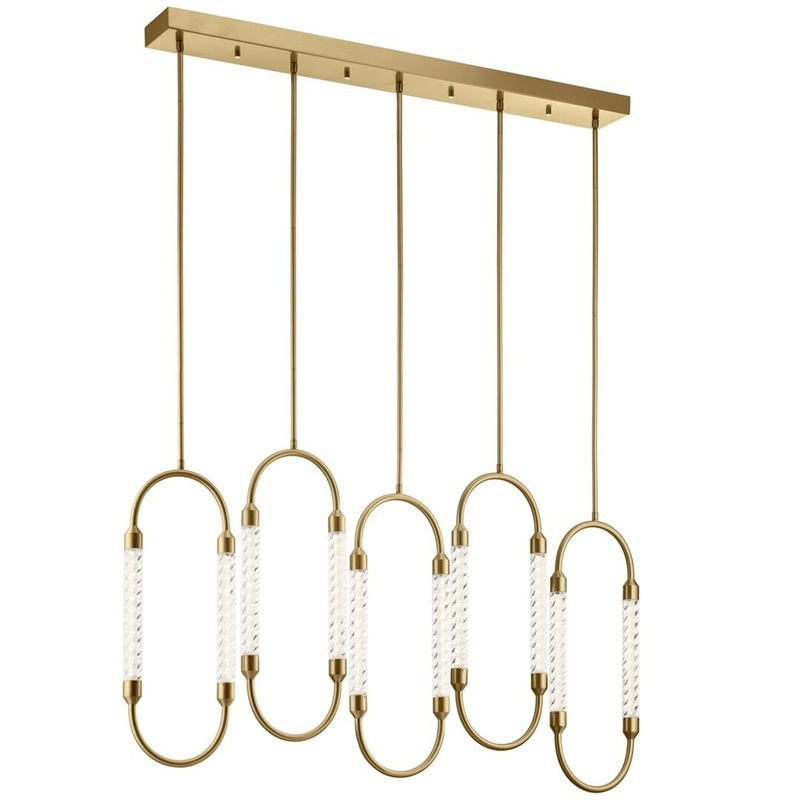 Restoration white and gold Hardware Industrial Brass frame farmhouse 5-light Pendant Lights for Kitchen Island Dining Room