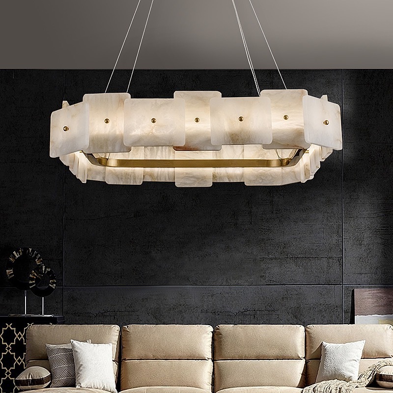 post modern Minimalist Long Strip Restaurant rectangle Alabaster Pendant Lamp Kitchen Island dining room LED Chandelier