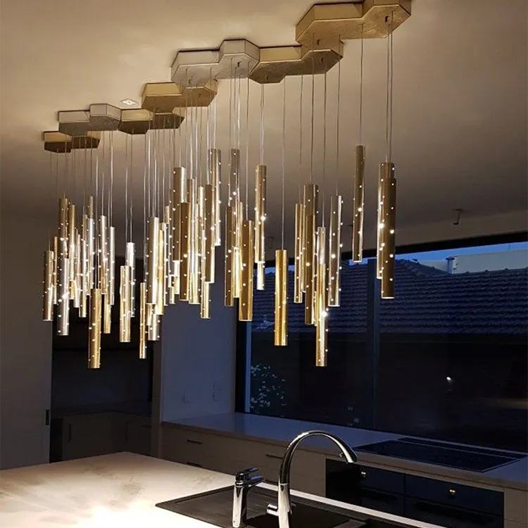 Modern Simple Stainless Steel Dining Room kitchen Lights Above Table Art Decora modern Pendant Chandelier