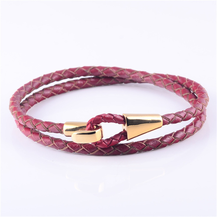 Wholesale New Production Stylish Leather Steel Man Charms Lot Bling Bond Touch Bracelet