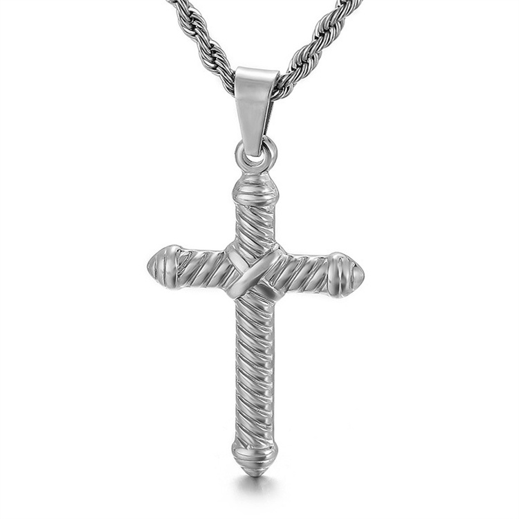 Men's Stainless Steel Large Celtic Cross Irish Knot Pendant Necklace