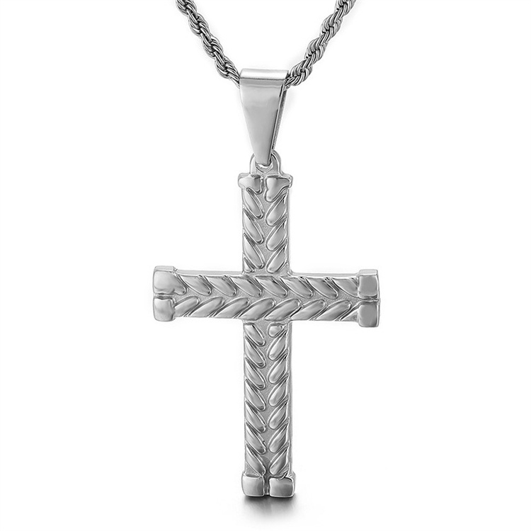 Men's Stainless Steel Large Celtic Cross Irish Knot Pendant Necklace