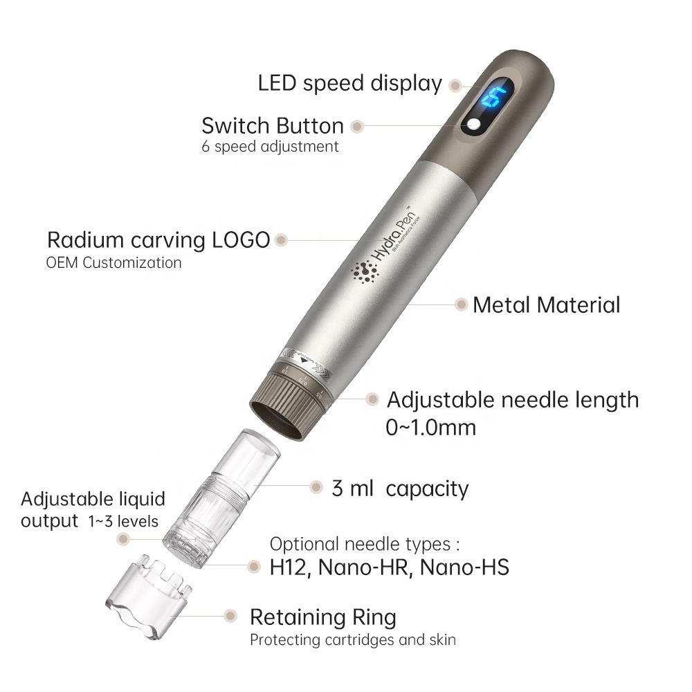 Hydra pen H3 made by EKAI use with liquid containable needle cartridge for home and salon use for skin care