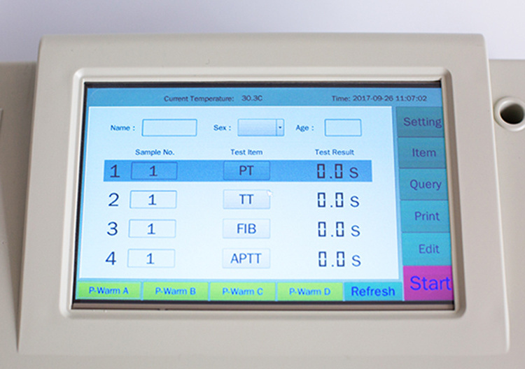 Blood Analysis System Clinical  2 or 4 Channel Blood Coagulometer Semi Auto Blood Test Machine Analyzer