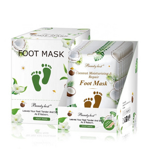 OEM Exfoliating Foot Peel Mask for Hard Skin Peeling Custom Private Label Skin Care Coconut Foot Mask Cream Moisturize Socks